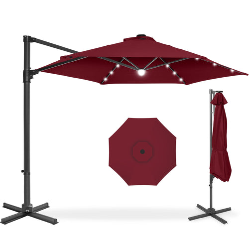 360 LED Rotating Cantilever Offset Patio Umbrella - 10ft