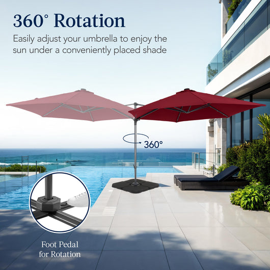 360 LED Rotating Cantilever Offset Patio Umbrella - 10ft