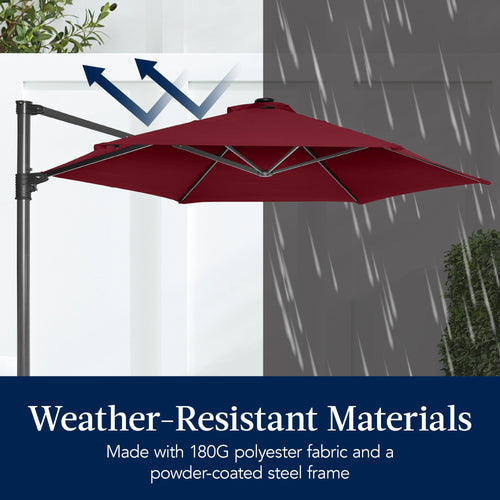 360 LED Rotating Cantilever Offset Patio Umbrella - 10ft