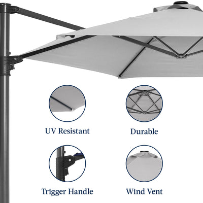 360 Rotating Cantilever Offset Patio Umbrella - 10ft
