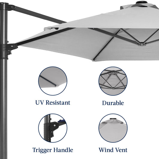 360 Rotating Cantilever Offset Patio Umbrella - 10ft