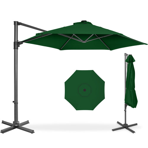 360 LED Rotating Cantilever Offset Patio Umbrella - 10ft