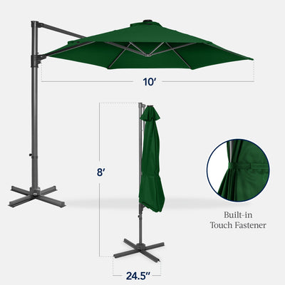 360 LED Rotating Cantilever Offset Patio Umbrella - 10ft