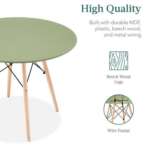 5-Piece Mid-Century Modern Dining Set w/ 4 Chairs, Wooden Legs, Metal Frame