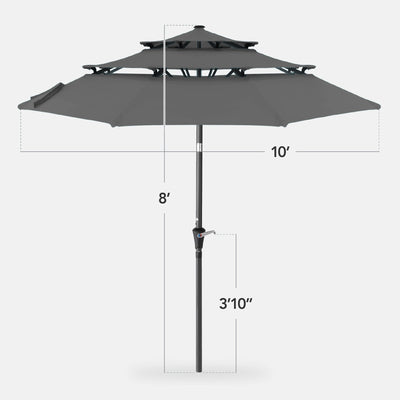 3-Tier Patio Umbrella w/ Tilt Adjustment, Crank - 10ft