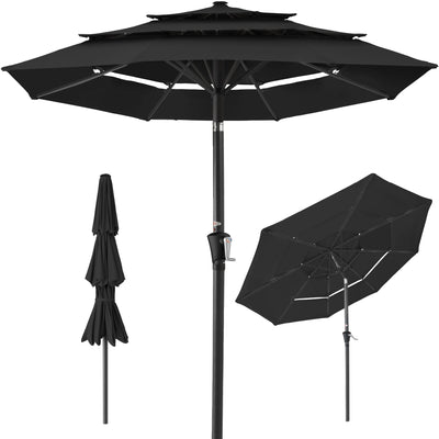 3-Tier Patio Umbrella w/ Tilt Adjustment, Crank - 10ft