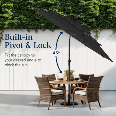 3-Tier Patio Umbrella w/ Tilt Adjustment, Crank - 10ft