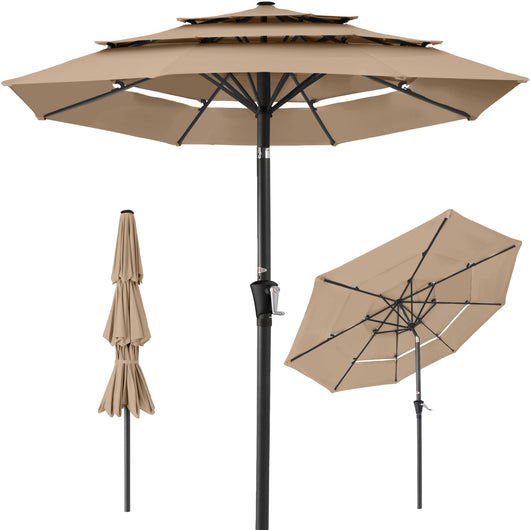 3-Tier Patio Umbrella w/ Tilt Adjustment, Crank - 10ft