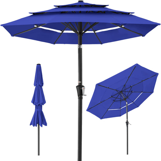 3-Tier Patio Umbrella w/ Tilt Adjustment, Crank - 10ft