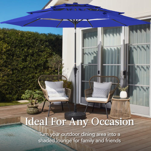 3-Tier Patio Umbrella w/ Tilt Adjustment, Crank - 10ft