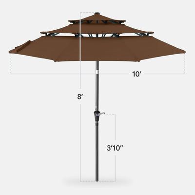 3-Tier Patio Umbrella w/ Tilt Adjustment, Crank - 10ft