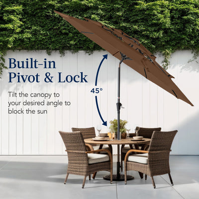 3-Tier Patio Umbrella w/ Tilt Adjustment, Crank - 10ft