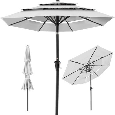 3-Tier Patio Umbrella w/ Tilt Adjustment, Crank - 10ft