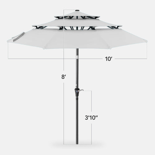 3-Tier Patio Umbrella w/ Tilt Adjustment, Crank - 10ft