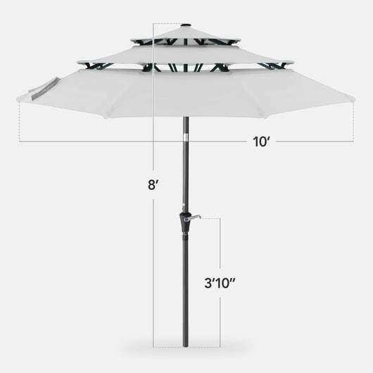 3-Tier Patio Umbrella w/ Tilt Adjustment, Crank - 10ft