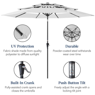 3-Tier Patio Umbrella w/ Tilt Adjustment, Crank - 10ft