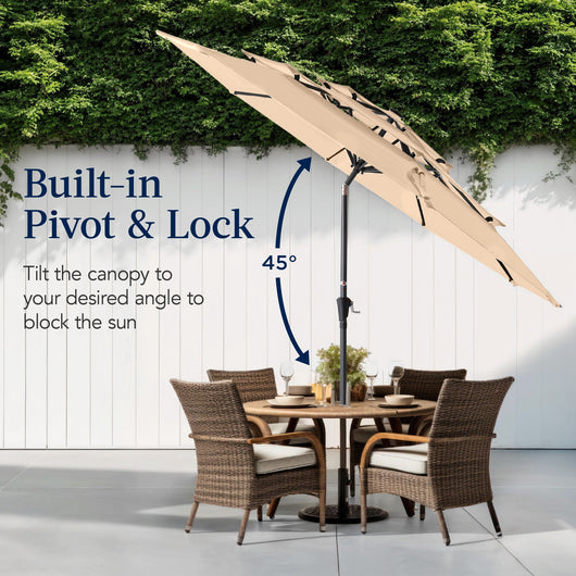 3-Tier Patio Umbrella w/ Tilt Adjustment, Crank - 10ft