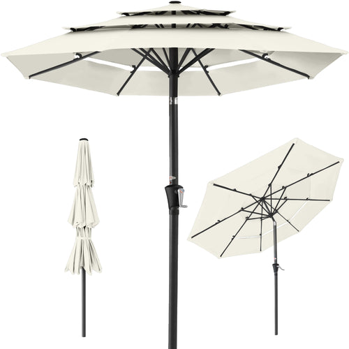 3-Tier Patio Umbrella w/ Tilt Adjustment, Crank - 10ft