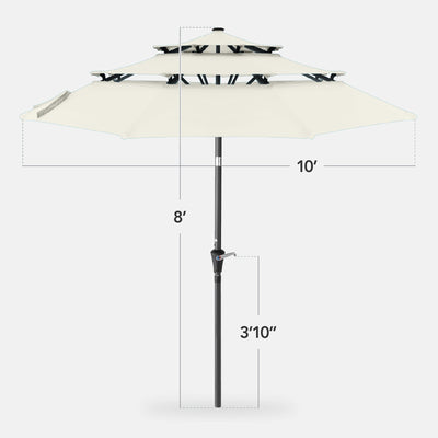 3-Tier Patio Umbrella w/ Tilt Adjustment, Crank - 10ft