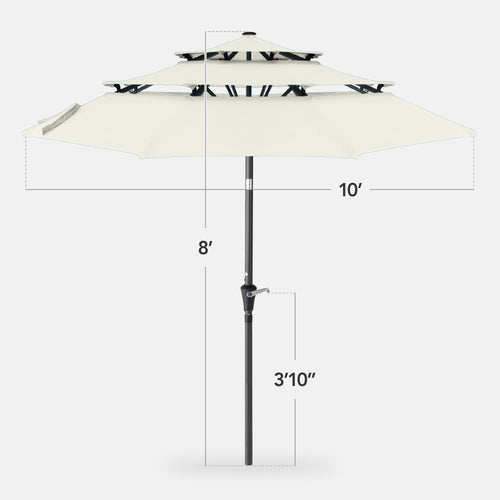 3-Tier Patio Umbrella w/ Tilt Adjustment, Crank - 10ft