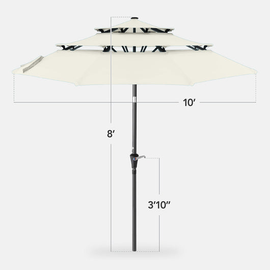 3-Tier Patio Umbrella w/ Tilt Adjustment, Crank - 10ft
