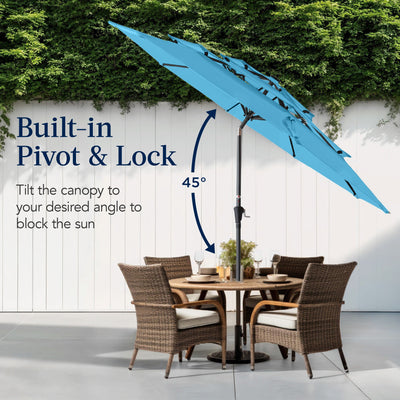 3-Tier Patio Umbrella w/ Tilt Adjustment, Crank - 10ft