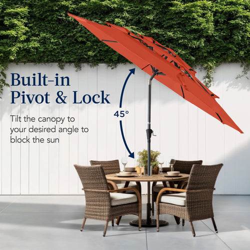 3-Tier Patio Umbrella w/ Tilt Adjustment, Crank - 10ft