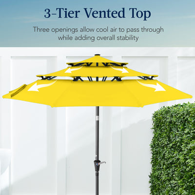 3-Tier Patio Umbrella w/ Tilt Adjustment, Crank - 10ft