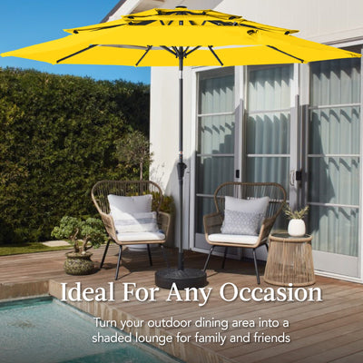 3-Tier Patio Umbrella w/ Tilt Adjustment, Crank - 10ft
