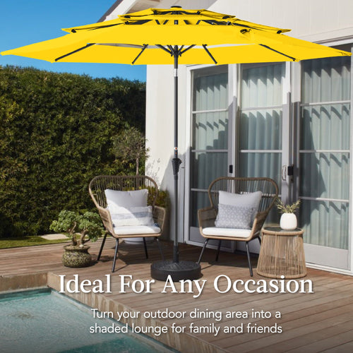 3-Tier Patio Umbrella w/ Tilt Adjustment, Crank - 10ft