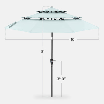 3-Tier Patio Umbrella w/ Tilt Adjustment, Crank - 10ft