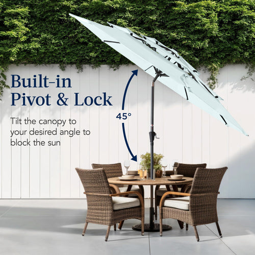 3-Tier Patio Umbrella w/ Tilt Adjustment, Crank - 10ft