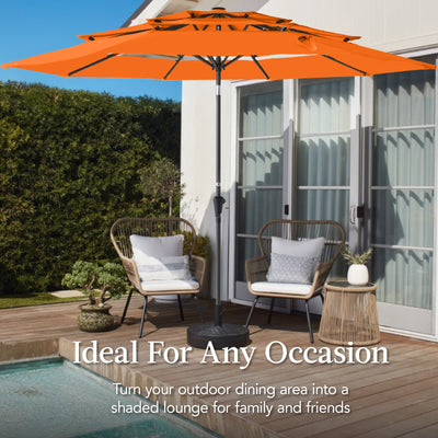 3-Tier Patio Umbrella w/ Tilt Adjustment, Crank - 10ft