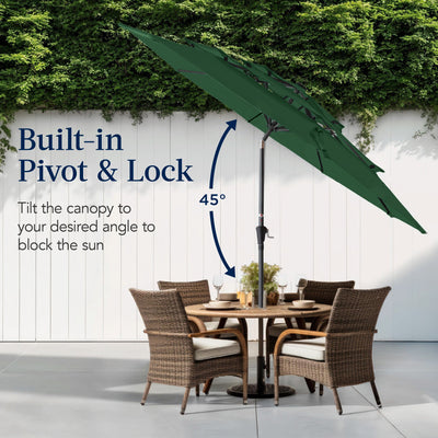 3-Tier Patio Umbrella w/ Tilt Adjustment, Crank - 10ft
