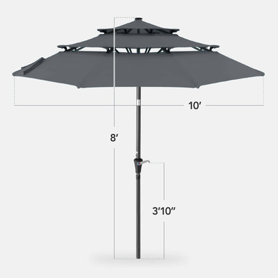 3-Tier Patio Umbrella w/ Tilt Adjustment, Crank - 10ft