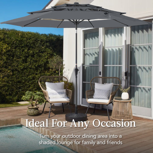 3-Tier Patio Umbrella w/ Tilt Adjustment, Crank - 10ft
