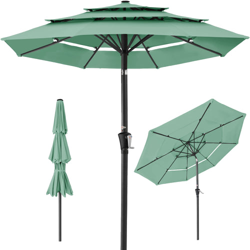 3-Tier Patio Umbrella w/ Tilt Adjustment, Crank - 10ft