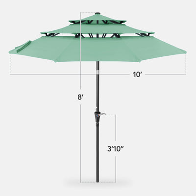 3-Tier Patio Umbrella w/ Tilt Adjustment, Crank - 10ft