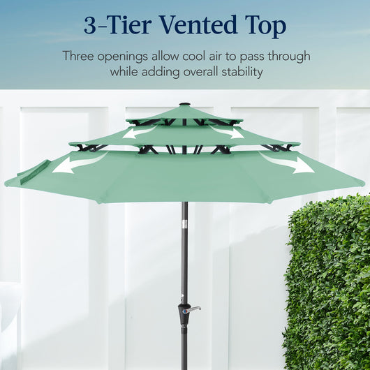 3-Tier Patio Umbrella w/ Tilt Adjustment, Crank - 10ft