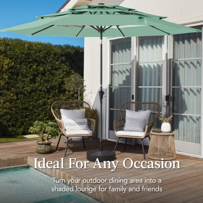 3-Tier Patio Umbrella w/ Tilt Adjustment, Crank - 10ft