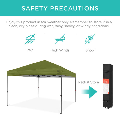 One-Person Setup Instant Pop Up Canopy w/ Case, 4 Weight Bags - 10x10ft