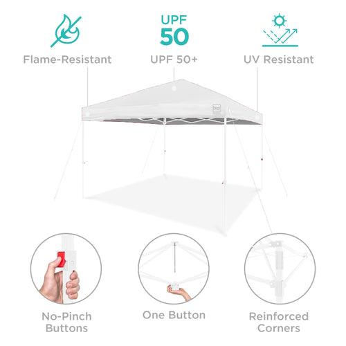 One-Person Setup Instant Pop Up Canopy w/ Case, 4 Weight Bags - 10x10ft