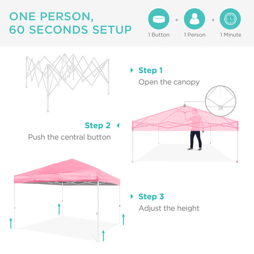One-Person Setup Instant Pop Up Canopy w/ Case, 4 Weight Bags - 10x10ft
