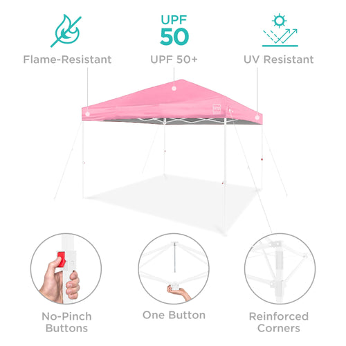 One-Person Setup Instant Pop Up Canopy w/ Case, 4 Weight Bags - 10x10ft