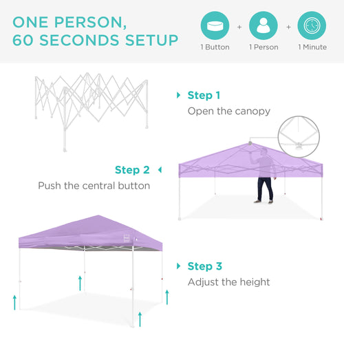 One-Person Setup Instant Pop Up Canopy w/ Case, 4 Weight Bags - 10x10ft