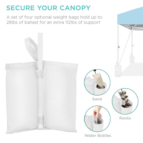 One-Person Setup Instant Pop Up Canopy w/ Case, 4 Weight Bags - 10x10ft