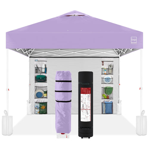 One-Person Setup Instant Pop Up Canopy w/ Side Wall, Carrying Case - 10x10ft