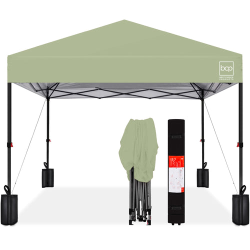 One-Person Setup Instant Pop Up Canopy w/ Case, 4 Weight Bags - 8x8ft