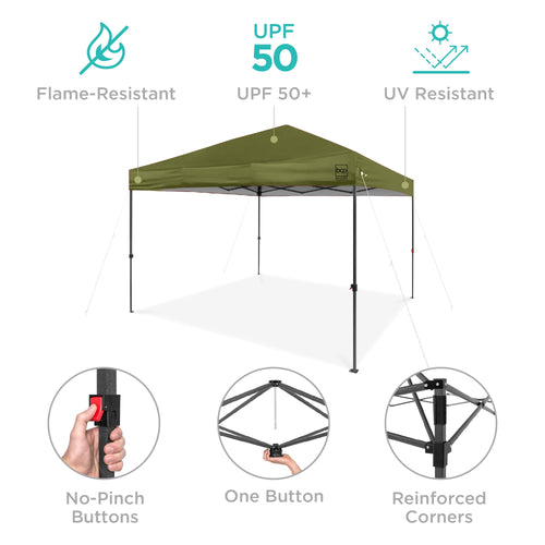 One-Person Setup Instant Pop Up Canopy w/ Case, 4 Weight Bags - 8x8ft
