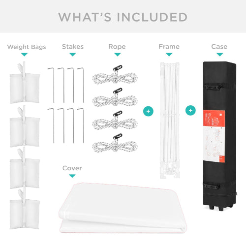 One-Person Setup Instant Pop Up Canopy w/ Case, 4 Weight Bags - 8x8ft